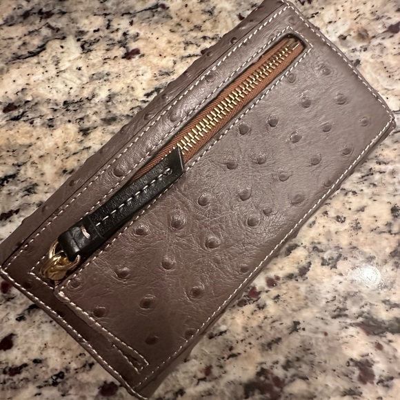 Dooney and Burke Ostrich Shoulder Bag & Matching Wallet - Picture 9 of 11